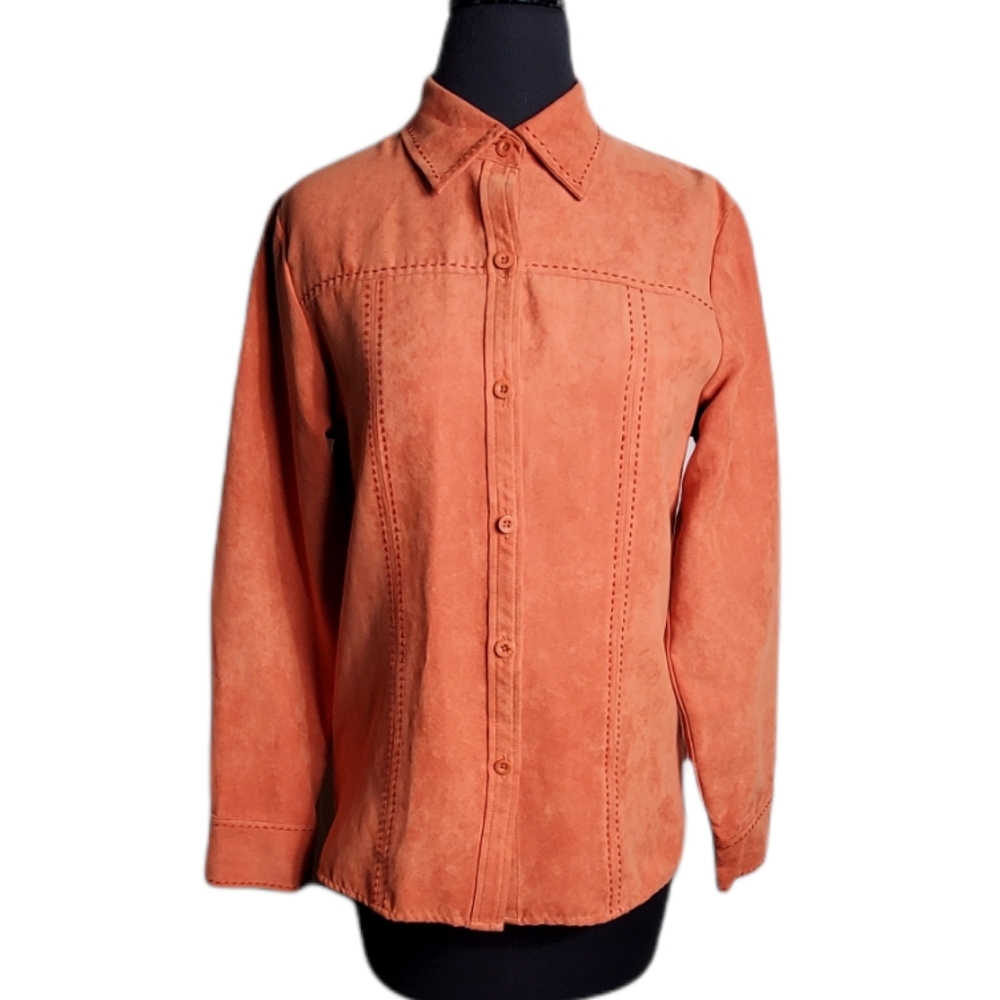 Relativity Faux Suede Button Down Top Size Small - image 1